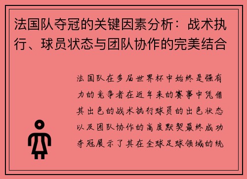 法国队夺冠的关键因素分析：战术执行、球员状态与团队协作的完美结合